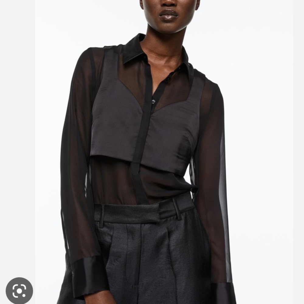 Topshop sheer black blouse